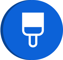 2 A white paintbrush icon on a blue circular background.